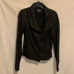 Vince Paper Leather Lambskin Moto Jacket in Black